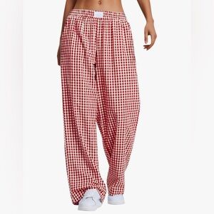 Red Gingham Checkered Pants